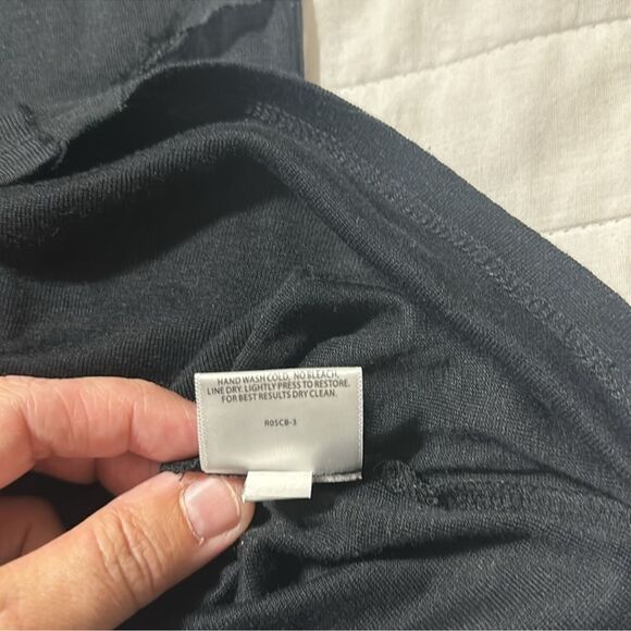 Eileen Fisher L Black Ribbon Detail Fine Knit Soft Relaxed Fit Tank Top - Picture 10 of 11